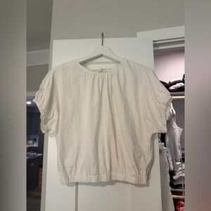 Madewell Michelle Linen Blend Top Tie Ivory Cream XS